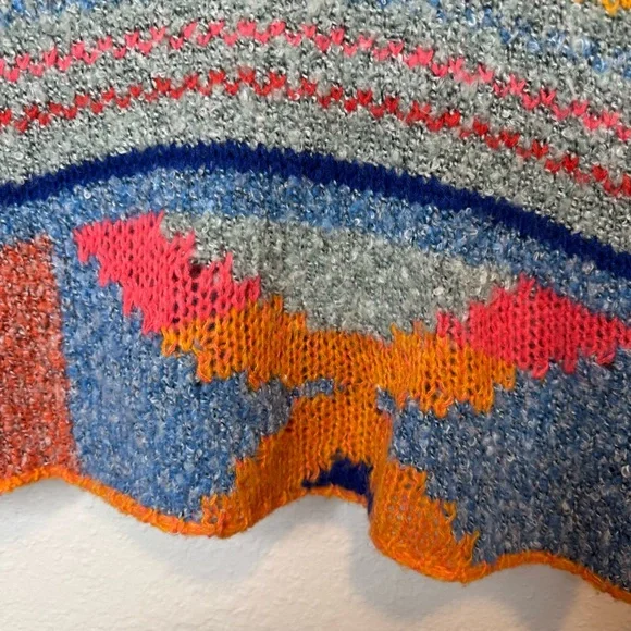 Sincerely Jules Colorful Patchwork Cowl Neck Chunky Bell Sleeve Sweater Size XS - Picture 3 of 11